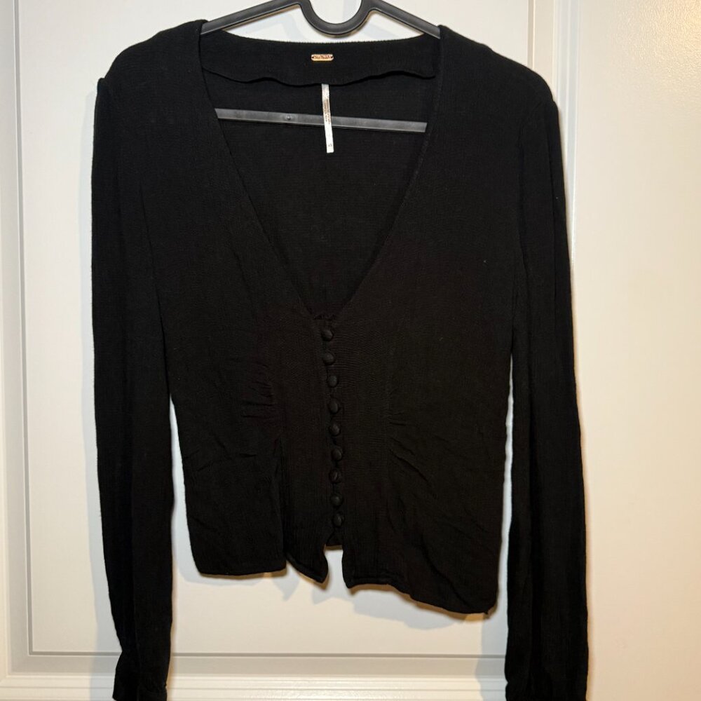 Free People Black v-neck long sleeve